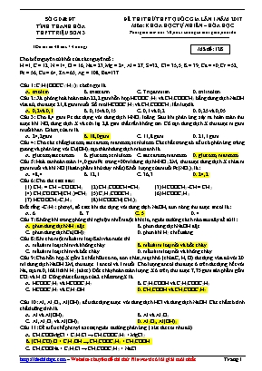 Đề thi thử THPT Quốc gia môn Hóa học lần 1 năm 2017 - Mã đề 128 - Trường THPT Triệu Sơn 3 (Có đáp án)